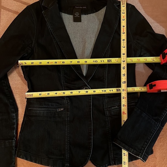 Calvin Klein Stretch denim blazer; dark blue - Picture 2 of 12